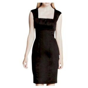 Calvin Klein Sleeveless Square Neck Pleated Bodice Ebony Black Dress Size 8
